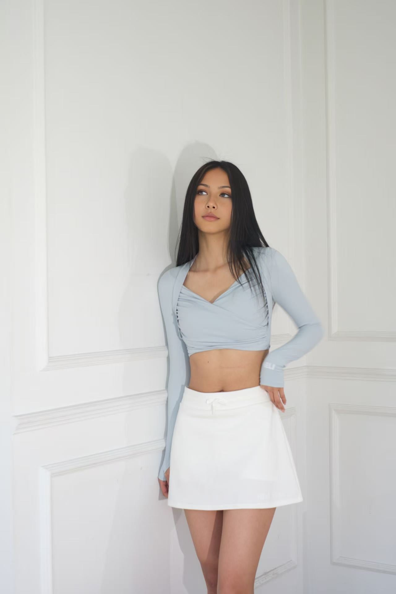Cross-wrap long-sleeve yoga shirt